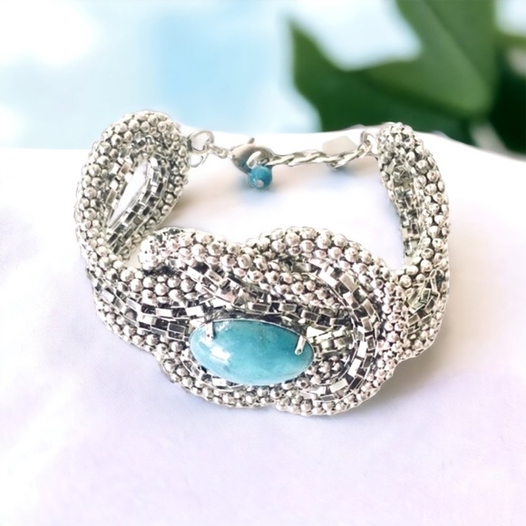 Express Jewelry - EXPRESS Silver and Turquoise Statement Bracelet